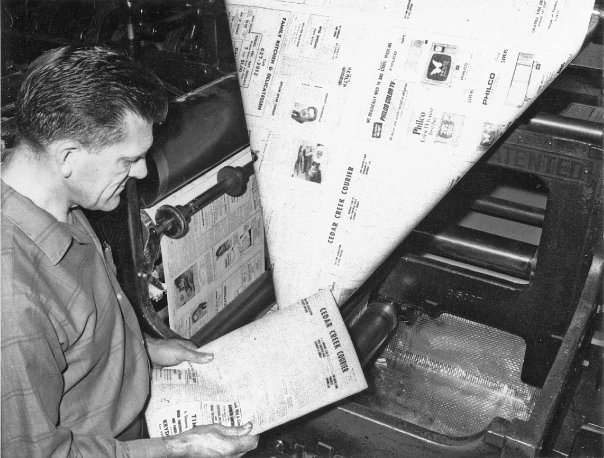 Waldo Dick proofing a paper off press